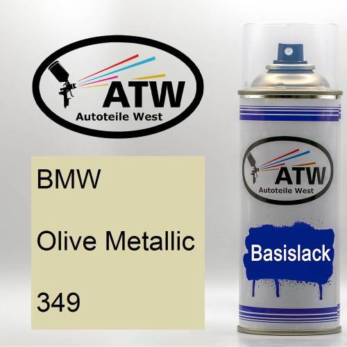 BMW, Olive Metallic, 349: 400ml Sprühdose, von ATW Autoteile West.